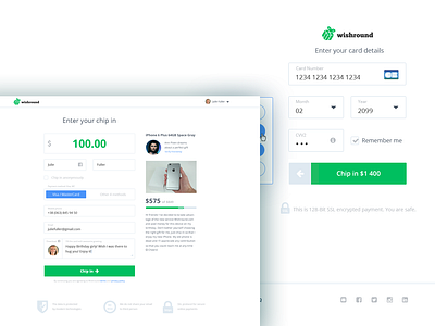 Wishround Chip in Page design payment ui ux web webpage