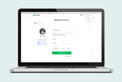 Wishround Account Settings design ui ux web webpage
