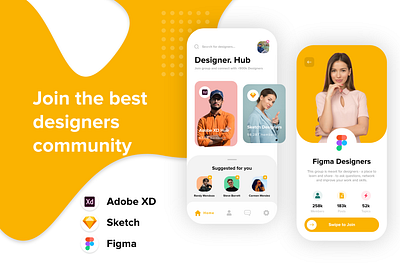 Designer Community Mobile App UI Design adobe xd app app design art artist creative design design art designer graphic design illustration inspiration mobile app mobile ui ui ui design uiux uiuxdesign uiuxdesigner uxdesign