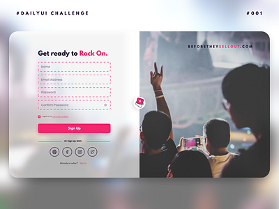 Concerts Tickets Website - DailyUI Challenge adobe xd dailyui dailyui 001 dailyuichallenge design prompt shot sign up ui ux web design