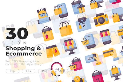 Shopping and ecommerce icon set come with flat style buy camera color creative delivery truck ecommerce icon icon design modern online shop online shopping outline payment price tag sale shopping shopping bag shopping cart store