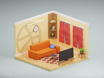 Simple Interior blender blender3d interior lowpoly minimal