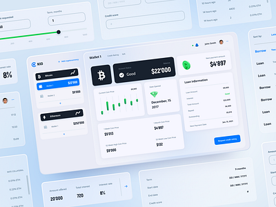 Cryptocurrency wallet for trading and Loan | Desktop bitcoin blue clean crypto crypto wallet cryptocurrency design figma loan trading ui wallet