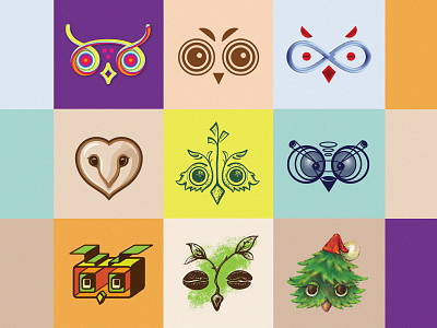 Owl collection animal bird colourful colours icon logo mark owl owl illustration