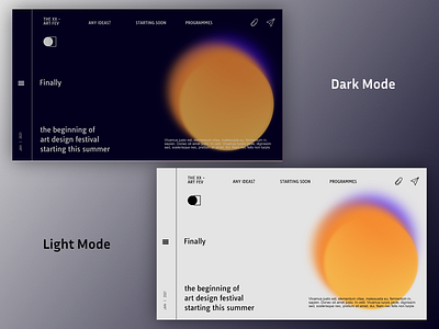 Art Design Festival branding dark mode dark theme design illustration light mode uiux design uiux designer web design