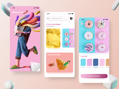 Colour Picker App Concept 3d 3d illustration app behance behancereviews clean color colors colour palette colour picker colours design dribbble dribbble best shot ios app minimal product ui