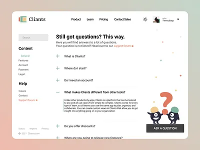 FAQ Page - Light & Dark Theme crm portal crm software dark mode dark theme faq faq design faq page faq web faqs light theme questions support ui