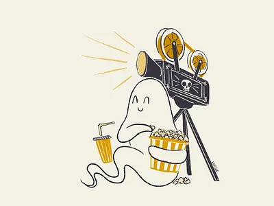 24 Project aughost aughostus gloom character character design design ghost illustration midcentury minimal movie popcorn procreate project retro vintage women in illustration