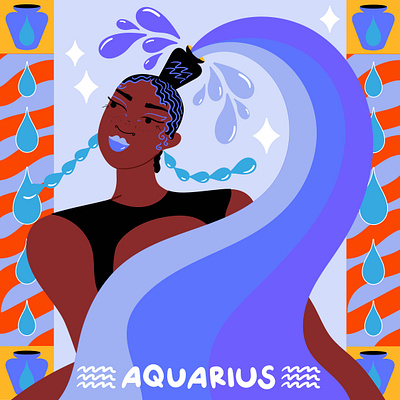 Aquarius aquarius astrology campaign colour colourful design fashion illustration female illustration illustration art illustrator vector zodiac