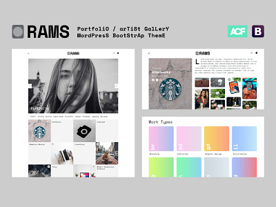 RAMS Portfolio Artist Gallery WordPress Bootstrap Theme 📸🎨🖼️ artist bootstrap design freelancer gallery graphic design minimalistic photographer portfolio website template typography ui ux wordpress wordpress design wordpress theme