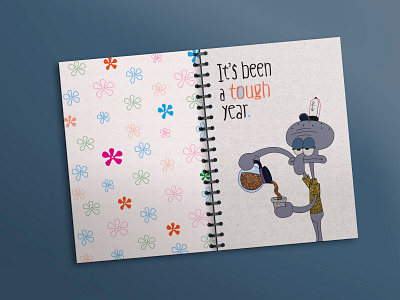 Notebook_Octopus boring coffee colors design design cover draw flowers front and back cover illustration illustration design movie octopus spongebob tough year