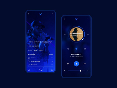 Muse app app design blue mobile app mobile app design mobile design mobile ui moblieapp muse music music player music player app music player ui partynextdoor spotify ui ui ux ui design uidesign uxdesign