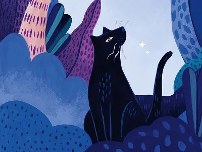 Black Panther animal illustration animals animals illustrated gouache illustration nature nature art night painted panther