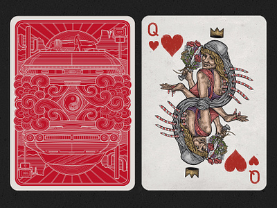 Q of ♥ bouquet card deck design digitalillustration drawing graphicdesign illustration illustration art illustration design illustrator killer playing card poker card portrait vector wedding