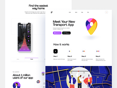 Transport App afterglow app bus clean illustration landing minimal mobile mobile app social social network subway train transport travel ui users website