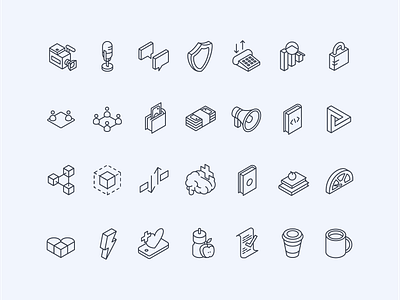 Isometric Icon Library icon set interface icons isometric icons line icons minimal ui icons