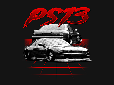 PS13 Silvia Spirit Rei T-Shirt Design car car illustration halftones jdm merch design retro screen print t shirt design texture type