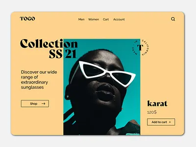 Togo Sunglasses ecommerce homepage landingpage sunglass ui ui design uiux user interface design userinterface visual design