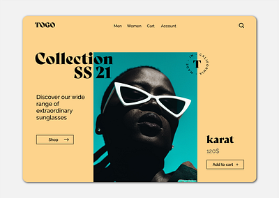 Togo Sunglasses ecommerce homepage landingpage sunglass ui ui design uiux user interface design userinterface visual design