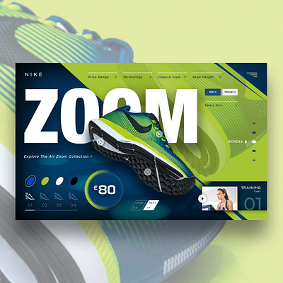 Nike Zoom Website Design design fitness graphic design homepage landing landing page landing page design landing page ui landingpage nike shoes trainers ui uidesign webdesign website