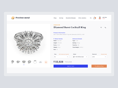 Product Page diamond eccomerce jewelry online shop precious metal product page ring webdesign