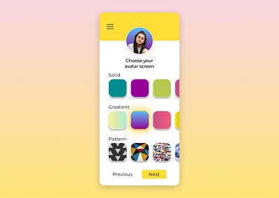 Daily UI #088 - Avatar 088 avatar customization customize dailyui dailyuichallenge gradient personalization profile screens steps