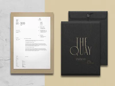 The Quay - Stationery & Folder black branding design graphic logo minimal typography white