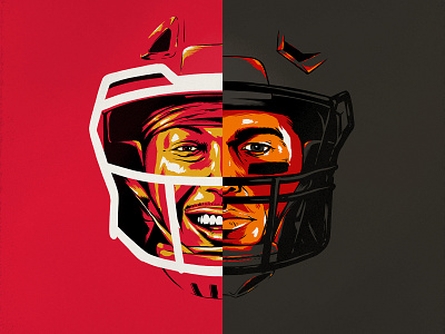 Golden Boy vs. Golden Years brady buccaneers chiefs face football helmet ink mahomes portrait portrait illustration sports superbowl