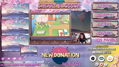 Twitch Cute Overlay Pack Japanese animated twitch overlay cute twitch overlay japanese twitch overlay streamdesign streaming overlay twitchbanner twitchgraphics twitchpanels twitchscreens