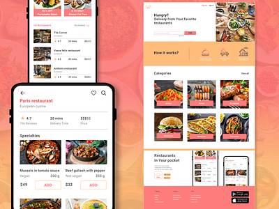 Delivery from restaurants food and drink food delivery food delivery app healthy food mobile ui restaurant app ux ui