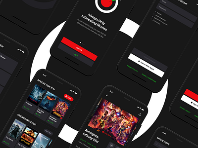 Electroulette - movie suggestions app branding casino dark theme design dice films friends ios app design mobile app movies registration roulette serials suggestions ui ux