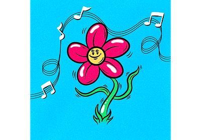 dancing flower cartoons dancing flowers freehand illustration music