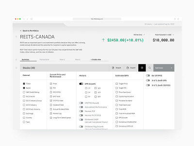 Filters - Stock Analysis web app admin crypto dashboard enterprise design enterprise software enterprise ux finance fintech minimal software stock market stocks table trading trading app ui design ux design web app design web application design