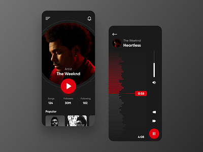 Music Player (Concept) album app app design artist clean dark icon ios music music player play shadow song ui uidesign ux volume