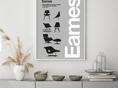 Eames Chair Collection Poster bauhaus branding eames eames chair helvetica illustrator modernism poster poster design typography vector