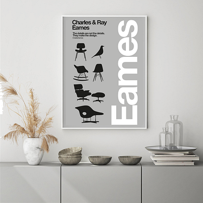 Eames Chair Collection Poster bauhaus branding eames eames chair helvetica illustrator modernism poster poster design typography vector