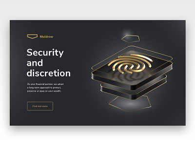 Private banking site discretion icon 3d bank banking cinema4d design fingerprint illustration landing page redshift ui website