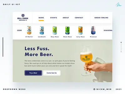 Mill Creek Website Dropdown | Daily UI Challenge 027 (Dropdown) beer daily daily ui daily ui 027 dailyui dailyui027 dailyuichallenge dropdown
