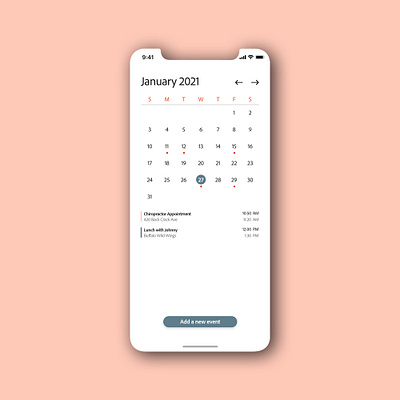 Daily UI 038 - "Calendar" 038 app calendar clean daily ui daily ui 038 daily ui challenge daily ui challenge 038 dailyui dailyuichallenge design ios ui