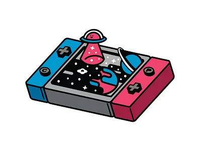 Nintendo Switch Space - Child's Play Enamel Pin Design adorable cute design digital illustration drawing enamel pin illustration ipad pro ipadpro merchandise design nintendo outer space planet space switch ufo video game video games