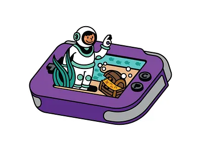 Game Boy Advanced Underwater Level - Child's Play Charity Merch adorable charity work cute design digital illustration drawing enamel pin game boy illustration ipadpro merchandise merchandise design nice ocean underwater video game video games