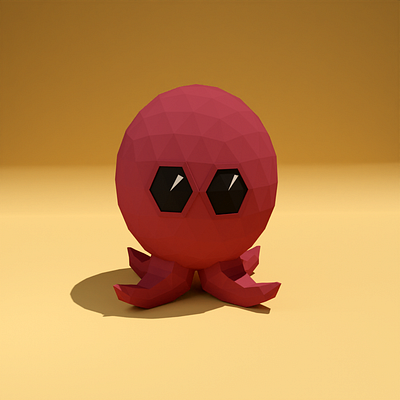 mini octopus 3d blender character lowpoly minimalistic octopus