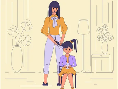 Girls adobeillustator art artwork character girl graphic design illustration mom moments vector woman