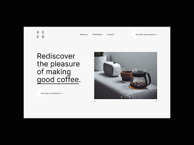 Seed. Homepage black coffee design hero minimal ui uiux white