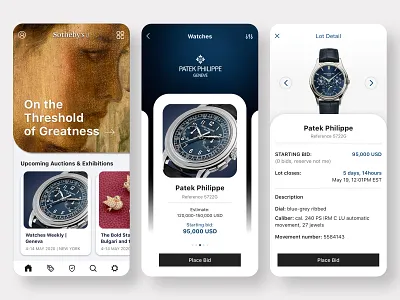 Sotheby’s UI redesign concept antique appdesign appdesigner appinterface auction auctionbid auctionexperience bid creativedesign designprocess digitaldesign exhibition interface patekphilippe sketch sothebys ui uxprocess watch