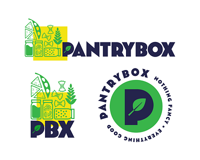 Pantrybox Logo & Brand Identity System art branding colorful delivery box design flat fun grocery illustrator logo vector