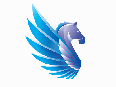 Pegasus animal beast blue branding colorful elegant fantasy flight fly gradient greek horse logo myth mythical creature mythology pegasus shapes winged wings