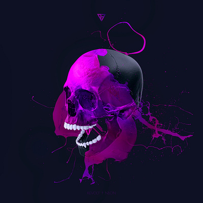 REVOLT † NEON 2021 art cyberpunk dorinfrunzete illustration neon print purpleaesthetic retro retrowave skull synthwaveart