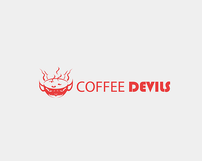 Coffe Devil Logo Design coffee design devil flat logo minimalist logo