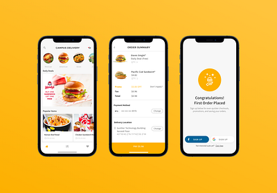 Campus Delivery asian burger burrito cuisine dailyui delivery design food app fries ios iphone12 nav notch taco ui white yellow